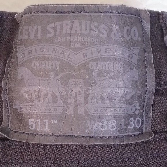 Levis 511 Slim Fit Jeans Mens 38x30 Black Denim Pants Stretch - Picture 9 of 16